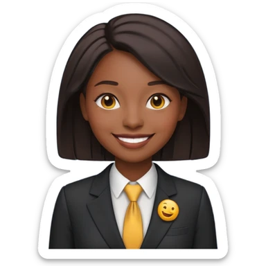 black woman in a smart suit and shoes, standing modern business attire emoji style sticker