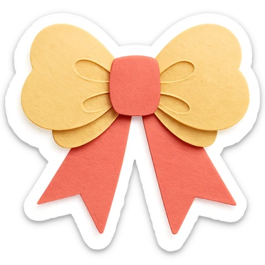 fluffy bow, layered paper look sticker