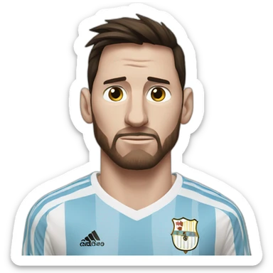 Messi With a look of sadness and loneliness in the clothes of the Argentine national team sticker