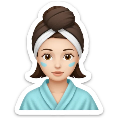 girl brunette getting a facial by a cosmetic esthetician sticker