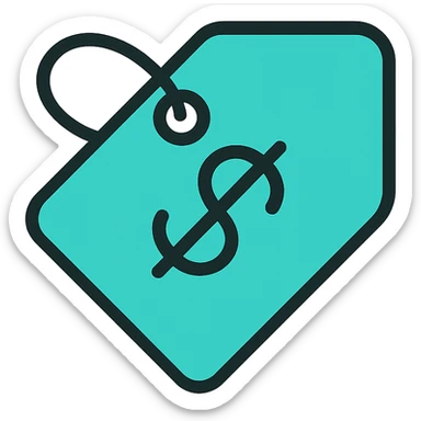 turquoise price tag icon, clean and professional sticker