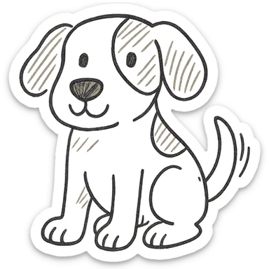 brown and white cartoon dog hand drawn outlined icon sticker