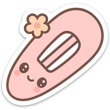 hairclip, kawaii cartoon style, cute face sticker