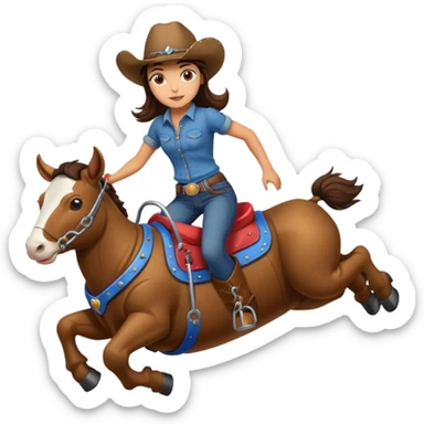brunette girl riding mechanical bull sticker