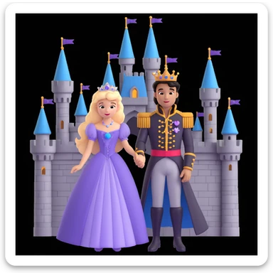 prince and princess disny dress close up photo in castle sticker