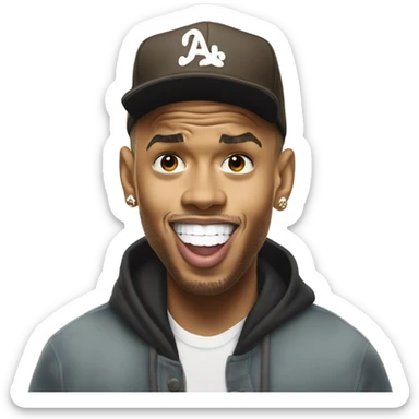 Hyper Realistic Chris Brown singing to Karruche  sticker