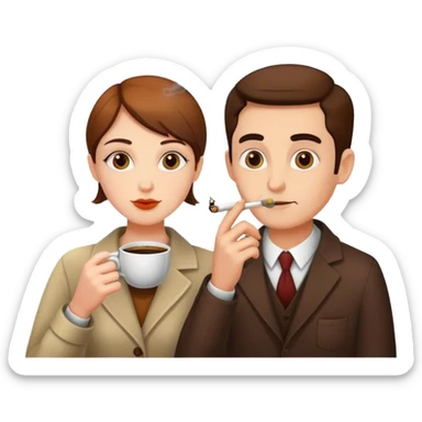 Bestfriends drinking coffe and smoking  sticker