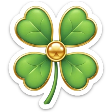 Gold outline and white four leaf clover emoji  sticker