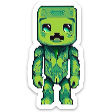 Minecraft Creeper with slightly chibi proportions in pixel art style sticker