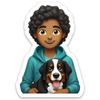 Moroccan boy with Bernese mountain dog sticker