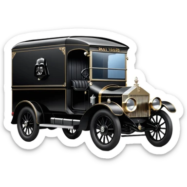 Ornate but stealth 1912 Darth Vader Rolls Royce Grumman mail truck sticker