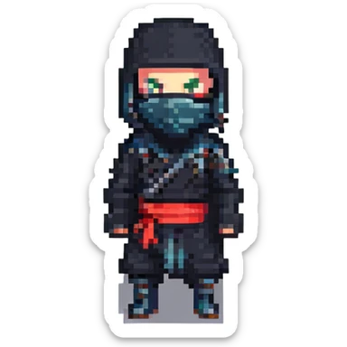 pixel art masked ninja sticker