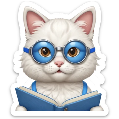 funny cat with planner with blue goggles sticker