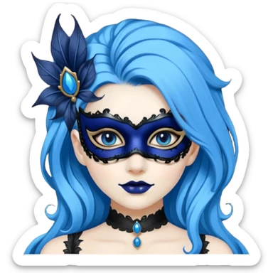 (the person is transformed into a masquerade gothic queen:1.5) blue hair sticker