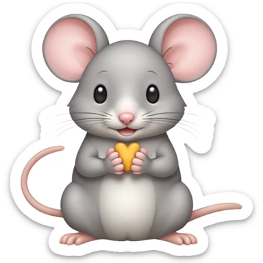 A light gray mouse shows okay with its paw. sticker