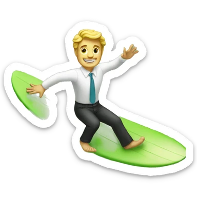 Rich guy surfing on wave of dollars sticker