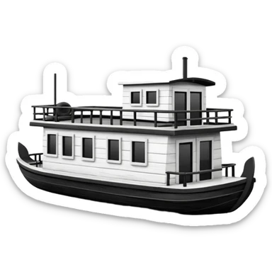Simple black and white houseboat sticker