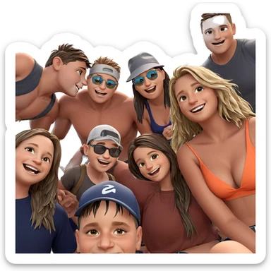 friends enjoying summer together sticker