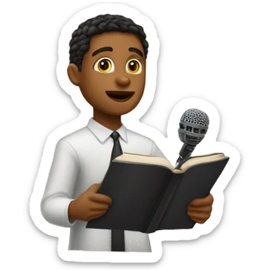 Young Jehovah Witness Preaching at Podium with Bible and Microphone sticker