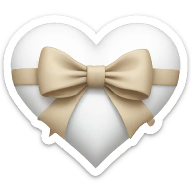 white heart with beige bow sticker