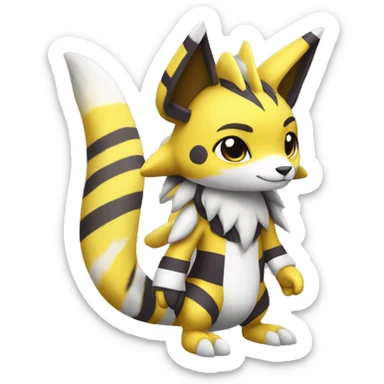 Lombax-Renamon full body with stripes and spots sticker