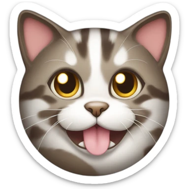 Dark brown and white Tabby Cat playing with a ball sticker