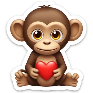 Monkey with hearts sticker