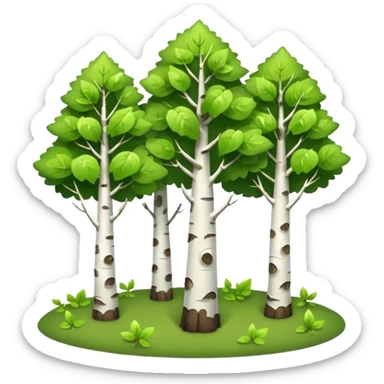 birch forest, small cute trees with a lot of leaves sticker