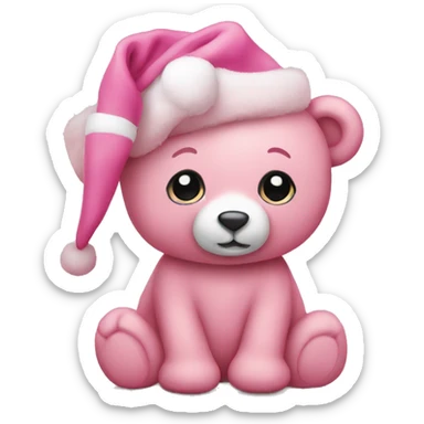 Pink Christmas teddy bear  sticker