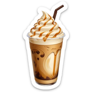 Iced cream coffee with ice and extra milk and caramel syrup  sticker