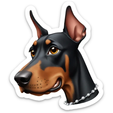 Doberman wearing spiked collar  sticker