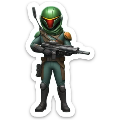 Martian secret service bounty hunter aiming rifle sticker