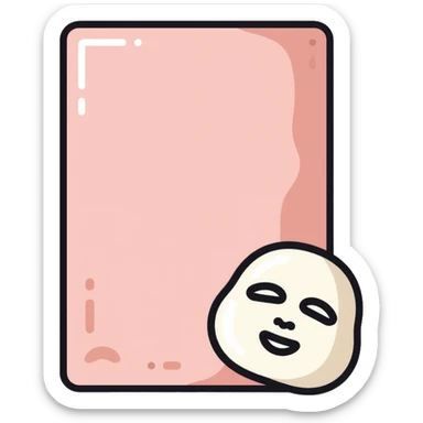 Face mask sheet, minimalist, rounded, soft pastel colors, SOS skin care sticker
