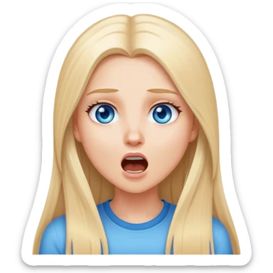 beautiful white girl with long straight blonde hair blue eyes dreaming yelling sticker