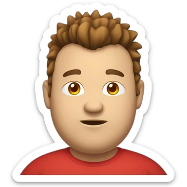 fat guy with a red shirt, brown hair and a mohawk sticker