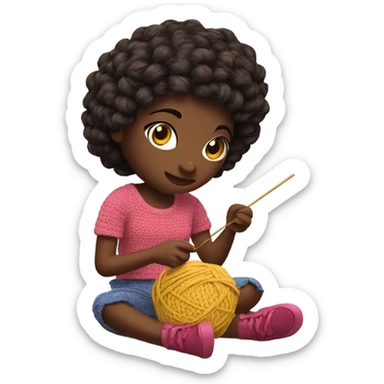 funky girl crochetting sticker