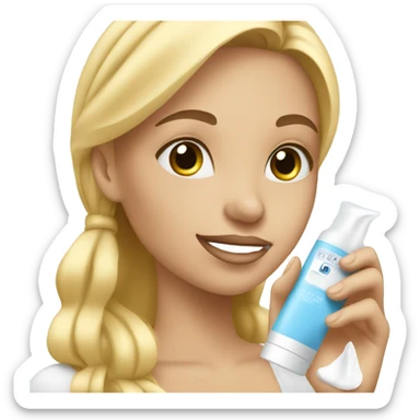 Girl with blond hair and doing her skincare  sticker