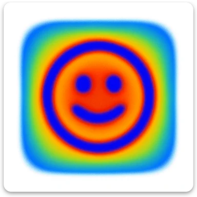 Transform the provided logo into a heatmap version of itself, with slightly blurry edges and smooth color transitions, while keeping the overall shape recognizable. Maintain the original style's essence but apply the heatmap color effect with smooth gradients and soft edges. sticker