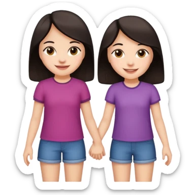 Two friends holding hands girls dark hair sticker