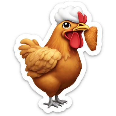 Chicken eating fried chicken sticker