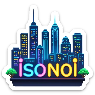 nighttime city sign  sticker