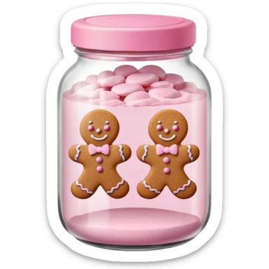 pastel pink christmas gingerbread cookies in jar with pink lid  sticker