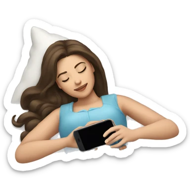 Sleeping beauty brunette with her phone  sticker