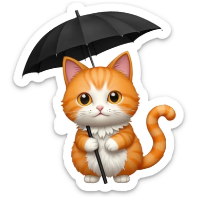 cat holding an umbrella sticker