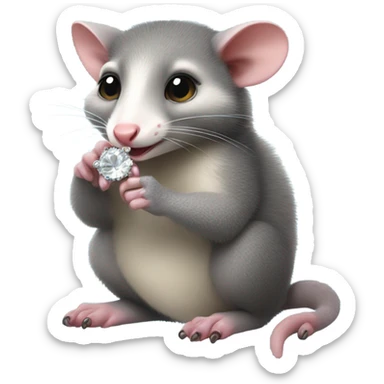 Possum with engagement ring  sticker