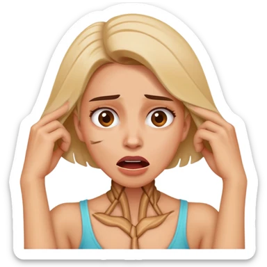 women holding her neck crisscrossed going crazy sticker