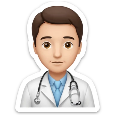 doctor in classic white coat with stethoscope, friendly facial expression sticker