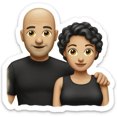 Bald Husband and wife in black shirts sticker