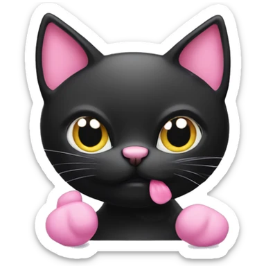 Black cat with pink bolw sticker