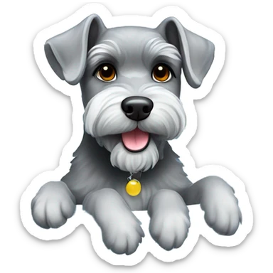 mini gray cute schnauzer in pool with bubbles sticker